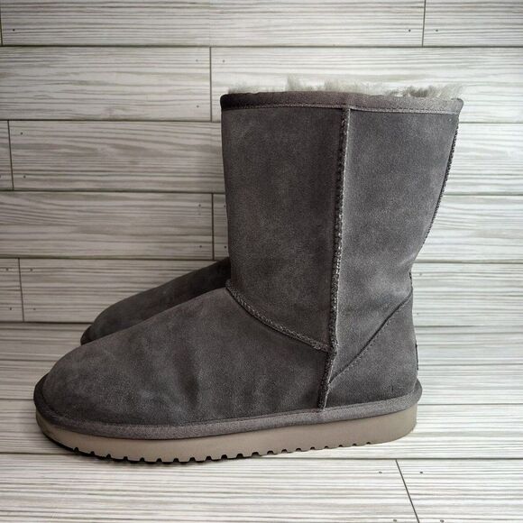 Koolaburra UGG Women's Sz 8 Koola Short Rabbit Gray Boots 1017090 Suede Faux fur - Picture 3 of 7